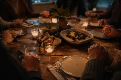 Family Dinner Gratitude by Candlelight