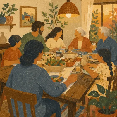 Joyful Multigenerational Family Dinner at Home
