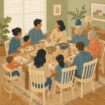 Joyful Multigenerational Family Dinner at Home