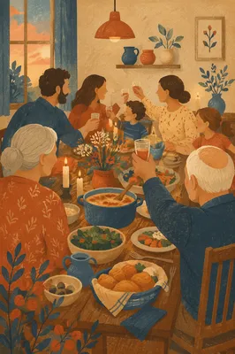 Joyful Multigenerational Family Dinner at Home