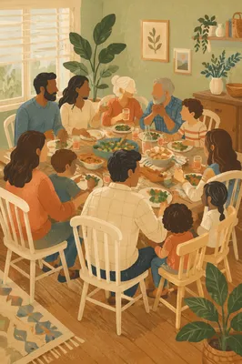 Joyful Multigenerational Family Dinner at Home