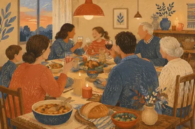 Joyful Multigenerational Family Dinner at Home