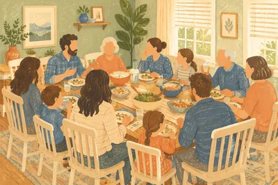 Joyful Multigenerational Family Dinner at Home