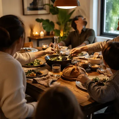Joyful Family Dinner Table at Home