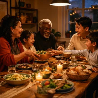 Joyful Multigenerational Family Dinner at Home