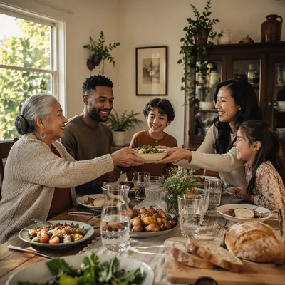 Joyful Multigenerational Family Dinner at Home