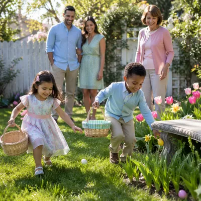 Family Easter Egg Hunt in Backyard