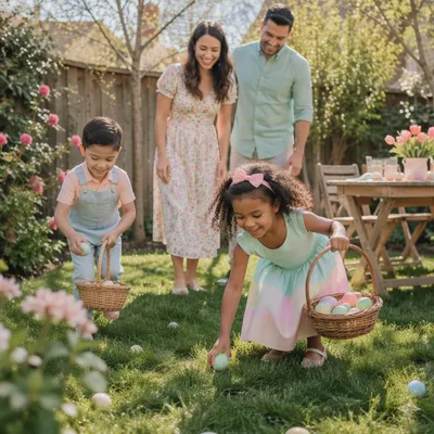 Family Easter Egg Hunt in Backyard