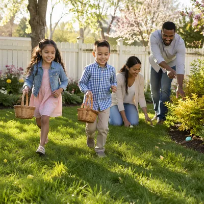 Family Easter Egg Hunt in Backyard