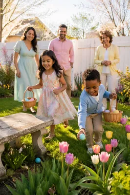 Family Easter Egg Hunt in Backyard
