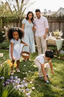 Family Easter Egg Hunt in Backyard