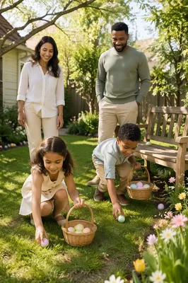 Family Easter Egg Hunt in Backyard