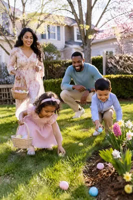 Family Easter Egg Hunt in Backyard