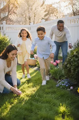 Family Easter Egg Hunt in Backyard