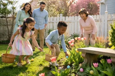 Family Easter Egg Hunt in Backyard