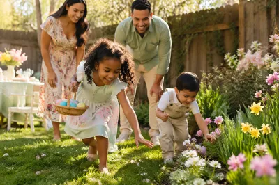 Family Easter Egg Hunt in Backyard