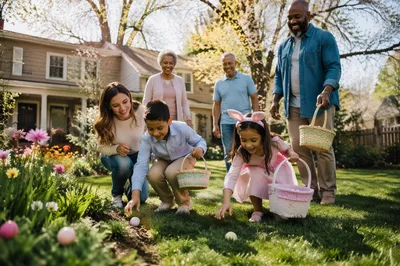Family Easter Egg Hunt in Backyard
