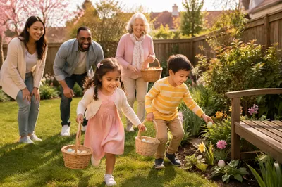 Family Easter Egg Hunt in Backyard