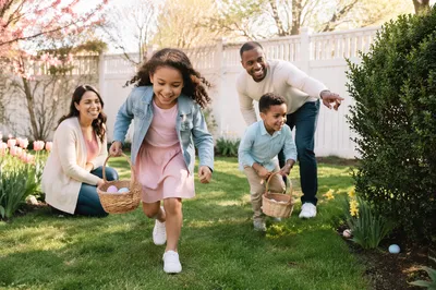 Family Easter Egg Hunt in Backyard