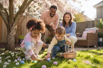 Family Easter Egg Hunt in Backyard