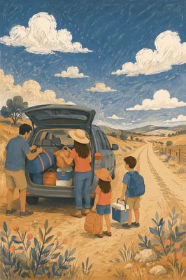 Family Loading Minivan for Summer Road Trip