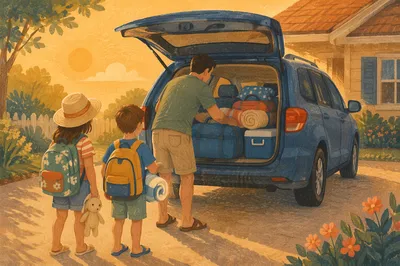 Family Packing Minivan for Summer Road Trip