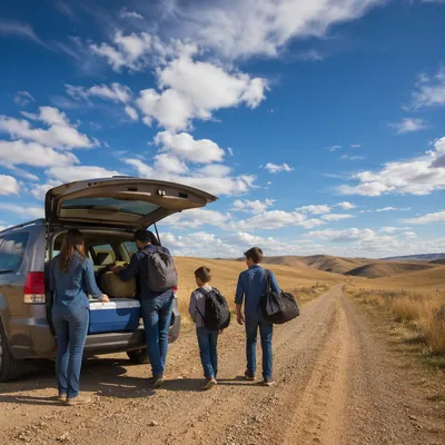 Family Loading Minivan for Summer Road Trip