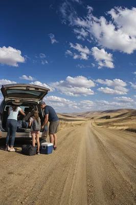 Family Loading Minivan for Summer Road Trip