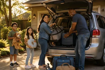 Family Loading Minivan for Summer Road Trip
