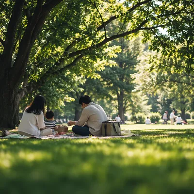 Peaceful Family Picnic in Sunny Park