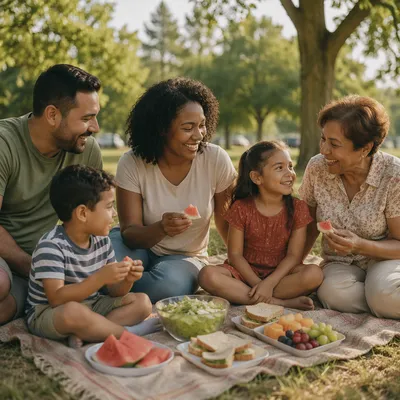 Multigenerational Family Picnic in Sunny Park