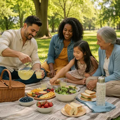Multigenerational Family Picnic in City Park