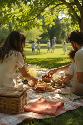 Warm Family Picnic in Sunny Park