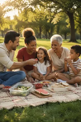 Multigenerational Family Picnic in Sunny Park
