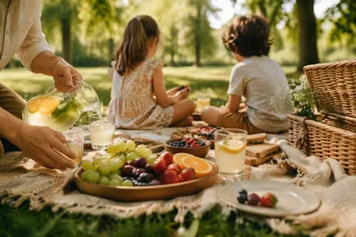 Golden Afternoon Family Picnic in Park