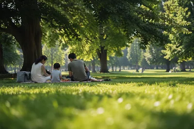 Peaceful Family Picnic Under Park Trees