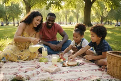 Family Picnic in Sunny City Park