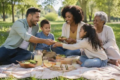 Multigenerational Family Picnic in City Park