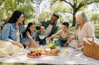 Multigenerational Family Picnic in City Park
