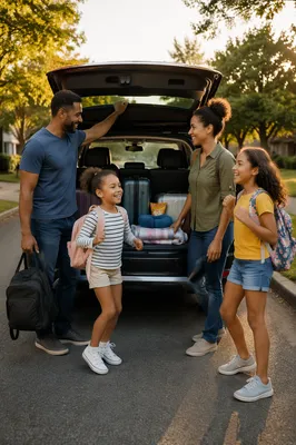 Family Loading SUV for Summer Road Trip