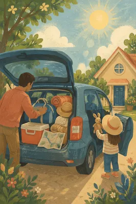 Sunny Family Road Trip Departure