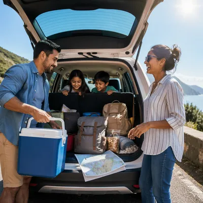 Joyful Family Road Trip by Scenic Pull-Off