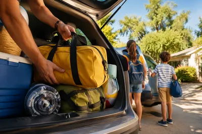 Sunny Family Road Trip Packing Scene
