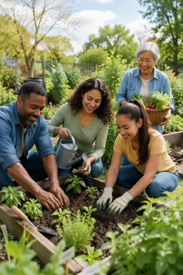 Family Volunteering in Community Garden