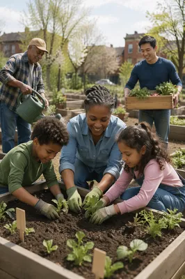 Family Volunteering in Community Garden
