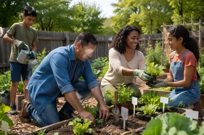 Family Volunteering in Community Garden