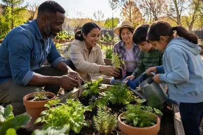 Family Volunteering in Community Garden