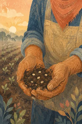 Farmer Hands Holding Soil and Seeds