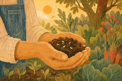 Farmer Hands in Prayer Holding Seeds