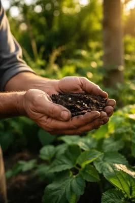 Farmer Hands Praying Over Soil and Seeds